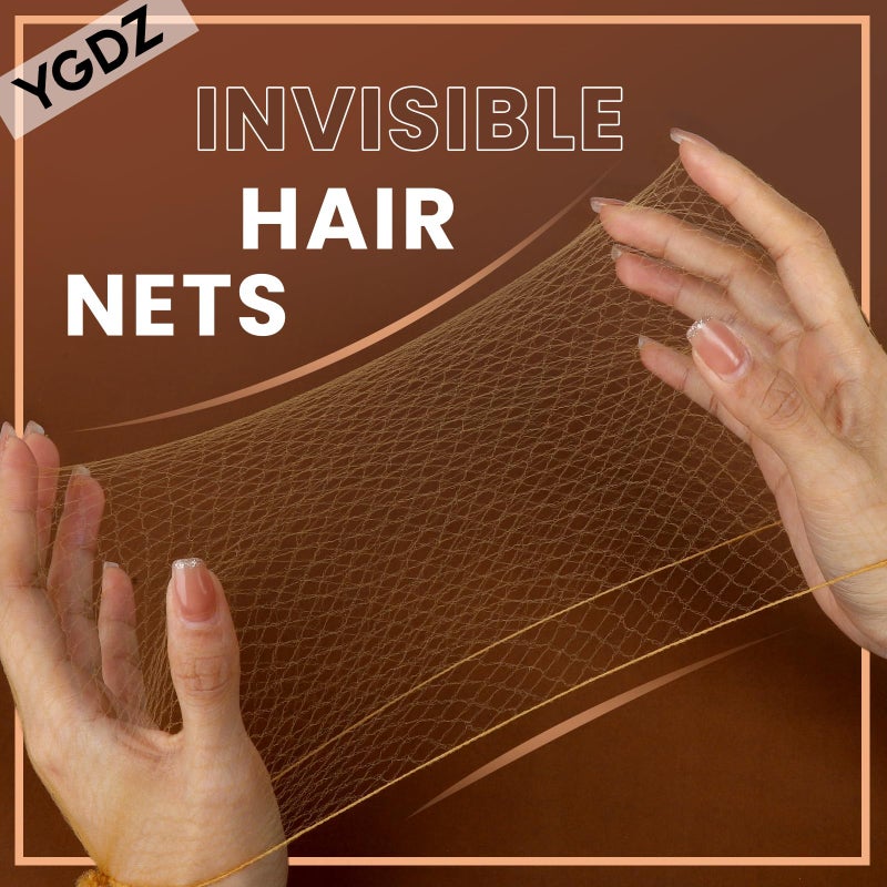 YGDZ 50cm Hair Nets for Buns, 40pcs - Light Coffee Nylon Mesh Hair Accessories for Ballet Girls, Food Service, Sleeping, Wig, Women, Girls, with 40 U Shaped Bobby Pins, Hair Ties - Image 3